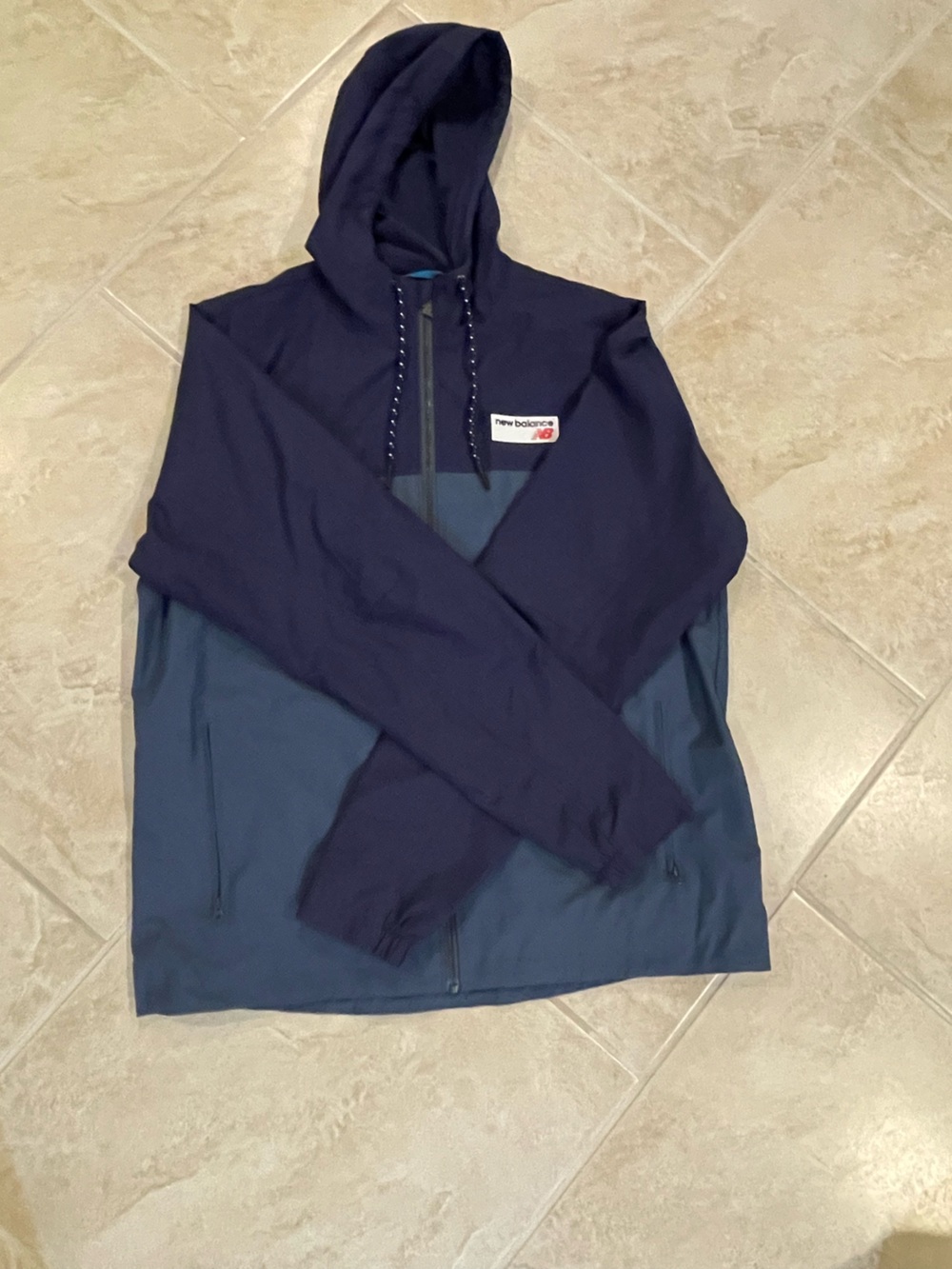 New Balance Navy & Teal Lightweight Hoodie Jacket